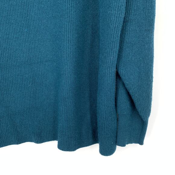 Free People Cowl Neck Sweater Womens Size Medium Dark Blue Rib Knit Long Sleeve - Picture 4 of 6